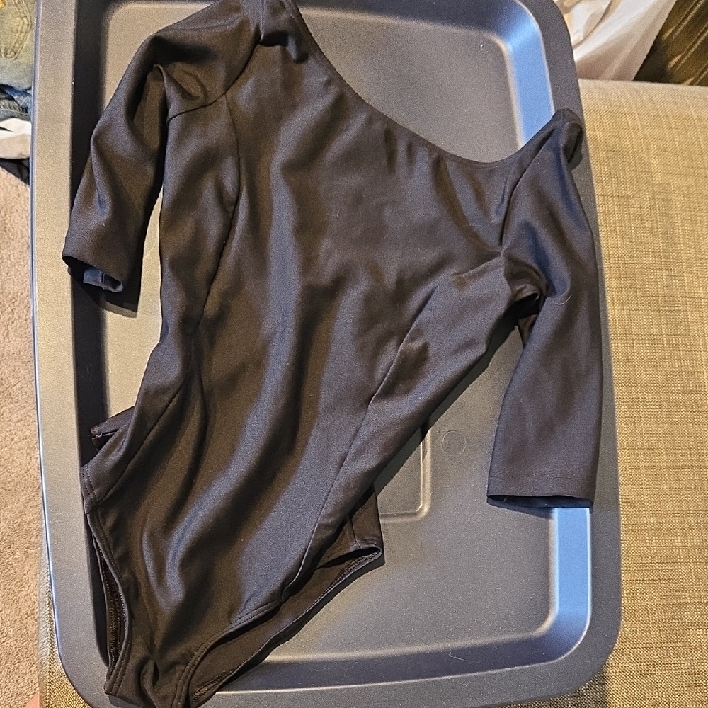Black Kids 3/4 Sleeve Ballet Leotard